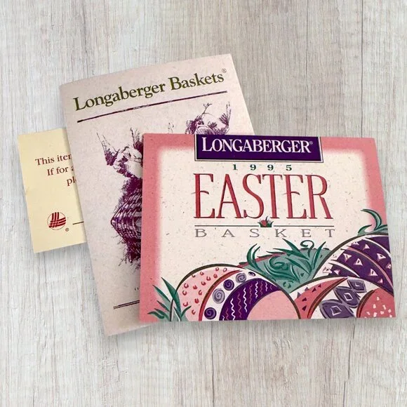 Longaberger 1995 Signed Easter Basket Handwoven Liner Insert Original Paperwork